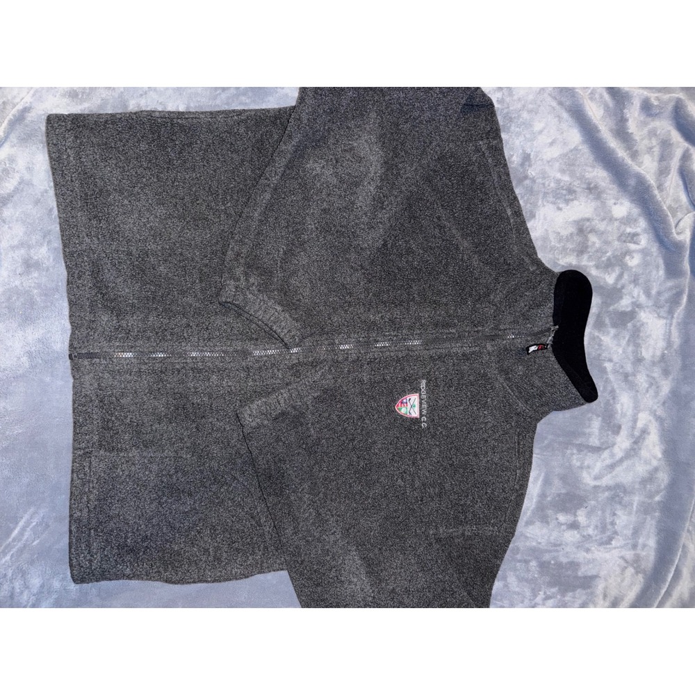 Polartec Fleece Full Zip Jacket Gray Ridgeview CC Golf Mock Neck Mens XL